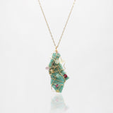 Santa Fe Alchemy Natural Turquoise 14 Karat Gold Wrapped Gemstone Necklace