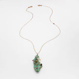 Santa Fe Alchemy Natural Turquoise 14 Karat Gold Wrapped Gemstone Necklace