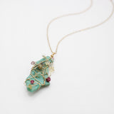 Santa Fe Alchemy Natural Turquoise 14 Karat Gold Wrapped Gemstone Necklace