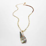 Santa Fe Abalone Wire Wrapped Opal Pendant Mother of Pearl Necklace