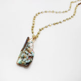 Santa Fe Abalone Wire Wrapped Opal Pendant Mother of Pearl Necklace