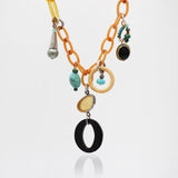 Santa Fe Mixed Media Celluloid Gutta Percha Charm Necklace