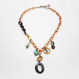 Santa Fe Mixed Media Celluloid Gutta Percha Charm Necklace