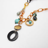 Santa Fe Mixed Media Celluloid Gutta Percha Charm Necklace