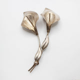 Santa Fe Vintage Handmade Double Lily Sterling Silver Brooch