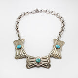 Santa Fe Vintage Triple Concho Sterling Turquoise Cabochon Necklace