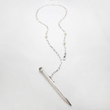 Santa Fe Sterling Silver Pen Pendant Pearl Necklace