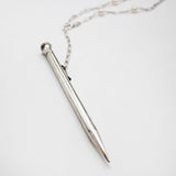 Santa Fe Sterling Silver Pen Pendant Pearl Necklace