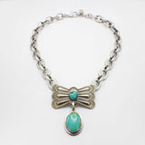 Santa Fe Silver Turquoise Concho Boss Necklace