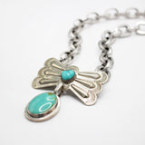 Santa Fe Silver Turquoise Concho Boss Necklace