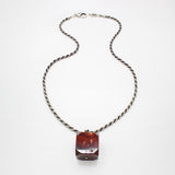 Santa Fe Fabulous Antique Banded Agate Cube Charm Silver Necklace