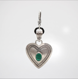 Santa Fe Vintage Sterling Silver Malachite Tooled Heart Charm