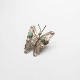 Santa Fe Vintage 1940's Navajo Diné Sterling Silver Turquoise Butterfly Brooch