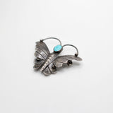 Santa Fe Vintage Handmade Navajo Sterling Silver Turquoise Butterfly Brooch