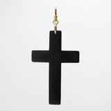 Vintage Jet Black Celluloid Rosary Cross Charm