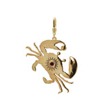 Zodiacs Cancer Sign Crab Crystal Studded Golden Charm