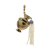 Zodiacs Aquarius Water Bearer Antiqued Golden Crystal Glass Pearl Charm