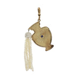 Zodiacs Aquarius Water Bearer Antiqued Golden Crystal Glass Pearl Charm