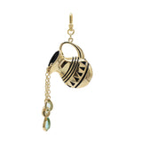 Zodiacs Aquarius Water Bearer Antiqued Golden Crystal Glass Charm