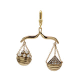 ZODIACS Libra GOLDEN Scale charm WITH glass pearls and CRYSTAL EMBELLISHMENT