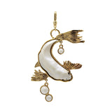 ZODIACS Pisces GOLDEN fish WITH Baroque glass pearl body and bubbles