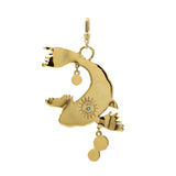 ZODIACS Pisces GOLDEN fish WITH Baroque glass pearl body and bubbles