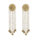 Lulu Angel Coin Pearl Cascade Drop Clip On Goldplated Earrings