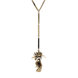 Zodiacs Virgo Golden Hand with Crystal Dotted Lotus Goldplated Necklace