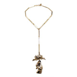 Zodiacs Virgo Golden Hand with Crystal Dotted Lotus Goldplated Necklace